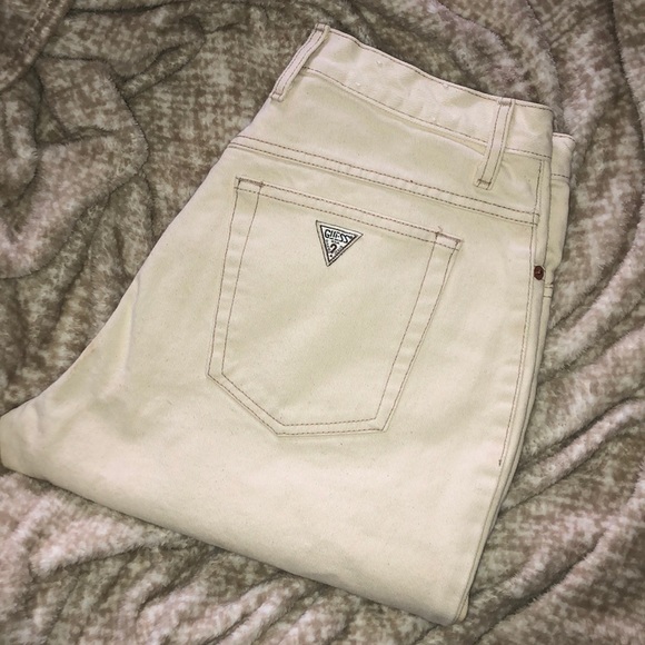 Vintage Guess High Rise Cream Coloured 100% Denim - Picture 1 of 6
